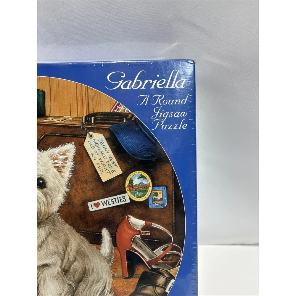 2003 Gabriella Westie Dog Round 500+ Piece Jigsaw Puzzle New Sealed